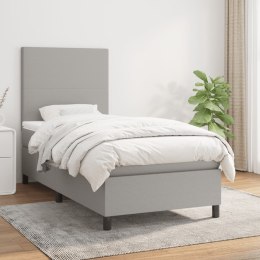  Łóżko kontynentalne z materacem, jasnoszare, tkanina, 90x200 cm Lumarko!