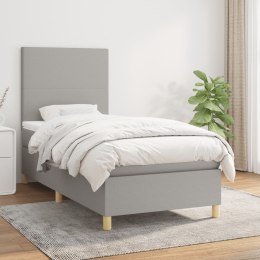  Łóżko kontynentalne z materacem, jasnoszare, tkanina, 80x200 cm Lumarko!