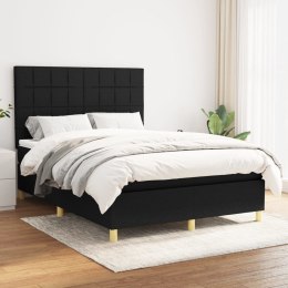  Łóżko kontynentalne z materacem, czarne, tkanina 140x200 cm Lumarko!
