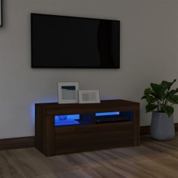  Szafka pod TV z oświetleniem LED, brązowy dąb, 90x35x40 cm Lumarko!