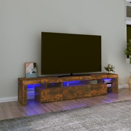  Szafka pod TV z oświetleniem LED, opalany dąb 200x36,5x40 cm Lumarko!