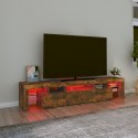  Szafka pod TV z oświetleniem LED, opalany dąb 200x36,5x40 cm Lumarko!