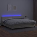  Łóżko kontynentalne z LED, materac, kremowe, ekoskóra 200x200cm Lumarko!