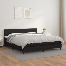  Łóżko kontynentalne z materacem, czarne, ekoskóra 180x200 cm Lumarko!