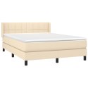  Łóżko kontynentalne z materacem, kremowe, tkanina, 140x200 cm Lumarko!