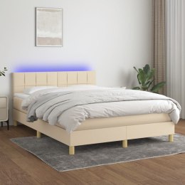  Łóżko kontynentalne z materacem, kremowe, 140x200 cm, tkanina Lumarko!