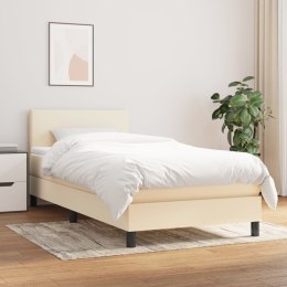  Łóżko kontynentalne z materacem, kremowe, tkanina, 100x200 cm Lumarko!