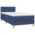 Łóżko kontynentalne z materacem, niebieskie, 90x200 cm, tkanina Lumarko!