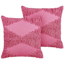  2 poduszki dekoracyjne bawełniane tuftowane 45 x 45 cm różowe RHOEO Lumarko!