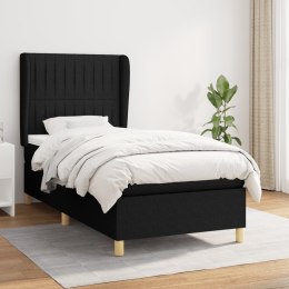  Łóżko kontynentalne z materacem, czarne, tkanina, 90x200 cm  Lumarko!