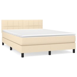  Łóżko kontynentalne z materacem, kremowe, tkanina, 140x200 cm  Lumarko!