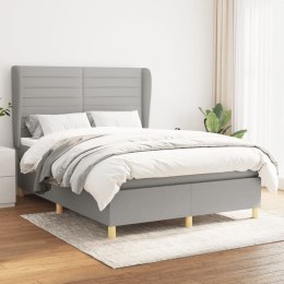  Łóżko kontynentalne z materacem, jasnoszare 140x200 cm, tkanina Lumarko!