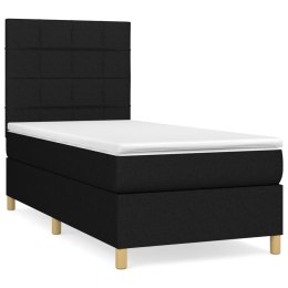  Łóżko kontynentalne z materacem, czarne, tkanina, 80x200 cm Lumarko!