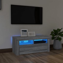 Szafka pod TV z oświetleniem LED, szary dąb sonoma, 90x35x40 cm Lumarko!