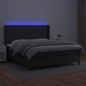  Łóżko kontynentalne z materacem i LED czarna ekoskóra 160x200cm Lumarko!