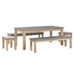 Zestaw ogrodowy stół 2 ławki i 2 stołki szary OSTUNI Lumarko!