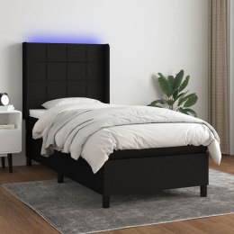  Łóżko kontynentalne z materacem, czarne, 90x190 cm, tkanina  Lumarko!