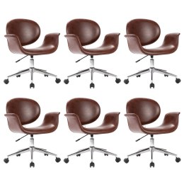  Obrotowe krzesła stołowe, 6 szt., brązowe, sztuczna skóra  Lumarko!