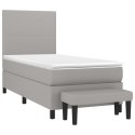  Łóżko kontynentalne z materacem, jasnoszare, tkanina, 90x200 cm  Lumarko!