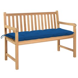 Ławka ogrodowa z niebieską poduszką, 120 cm, drewno tekowe Lumarko!
