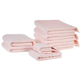 Komplet 9 ręczników bawełnianych frotte różowy ATIU Lumarko!