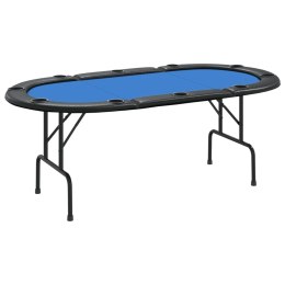 Składany stół do pokera dla 10 osób, niebieski, 206x106x75 cm Lumarko!