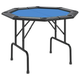Składany stół do pokera dla 8 osób, niebieski, 108x108x75 cm Lumarko!