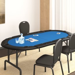 Składany blat do pokera dla 10 osób, niebieski, 208x106x3 cm Lumarko!