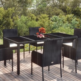 Stół ogrodowy ze szklanym blatem, czarny, 190x90x75 cm Lumarko!