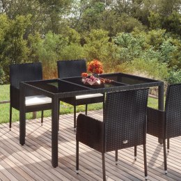 Stół ogrodowy ze szklanym blatem, czarny, 150x90x75cm rattan PE Lumarko!