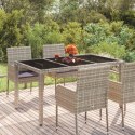 Stół ogrodowy ze szklanym blatem, szary, 150x90x75cm, rattan PE Lumarko!