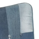 Fotel z podnóżkiem, niebieski, jeansowy patchwork Lumarko!