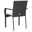 Krzesła ogrodowe z poduszkami, 4 szt., polirattan, czarne Lumarko!