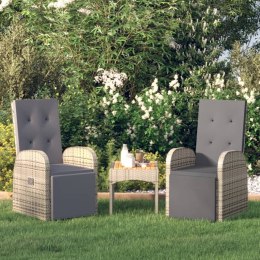 Rozkładane krzesła ogrodowe, poduszki, 2 szt., szare, rattan PE Lumarko!