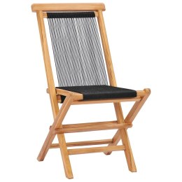 Składane krzesła ogrodowe, 2 szt., lite drewno tekowe i sznurek Lumarko!