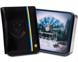 Skórzany portfel męski z godłem i barwami Ukrainy Lumarko!