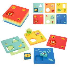 Układanka Montessori Kształty I Kolory Zwierzątka 6 Planszy Fsc Lumarko!