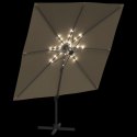 Wiszący parasol z LED, kolor taupe, 400x300 cm Lumarko!