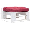 Ogrodowy stołek z palet z czerwoną poduszką, biały, drewno Lumarko!