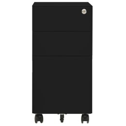 Mobilna szafka kartotekowa, czarna, 30x45x59 cm, stalowa Lumarko!