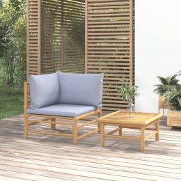 2-cz. zestaw mebli do ogrodu, jasnoszare poduszki, bambus Lumarko!