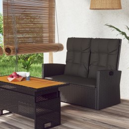 Rozkładana ławka ogrodowa z poduszkami, czarna, 118 cm Lumarko!