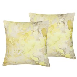 2 bawełniane poduszki dekoracyjne w abstrakcyjny wzór 45 x 45 cm żółte PACHIRA Lumarko!