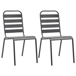 Krzesła ogrodowe, sztaplowane, 2 szt., stalowe, szare Lumarko!