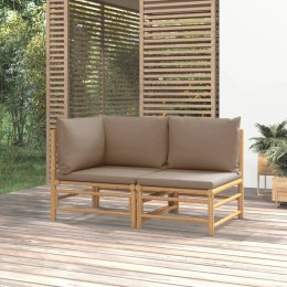 2-cz. zestaw mebli do ogrodu, poduszki w kolorze taupe, bambus Lumarko!