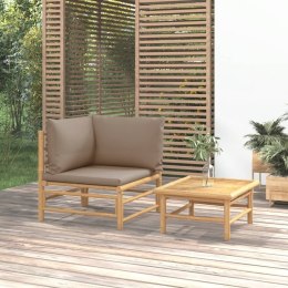 2-cz. zestaw mebli do ogrodu, poduszki w kolorze taupe, bambus Lumarko!