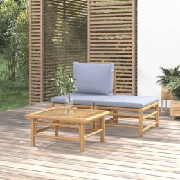 3-cz. zestaw mebli do ogrodu, jasnoszare poduszki, bambus Lumarko!
