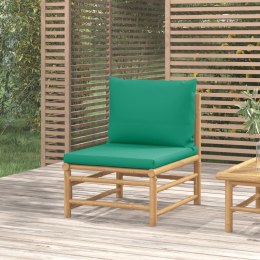 Środkowa sofa ogrodowa z zielonymi poduszkami, bambusowa Lumarko!