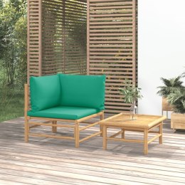 2-cz. zestaw mebli do ogrodu, zielone poduszki, bambus Lumarko!