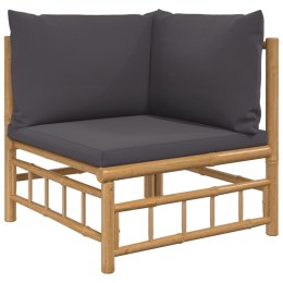 Narożna sofa ogrodowa z ciemnoszarymi poduszkami, bambusowa Lumarko!